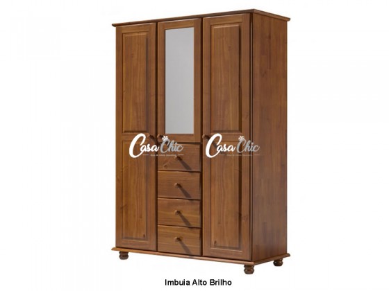 Guarda Roupa Armario Roupeiro Montauri 1205 Espelhado 03 Portas  